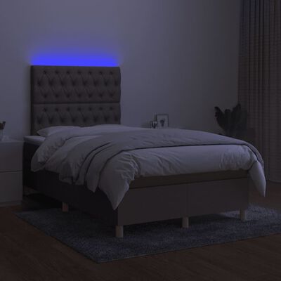 vidaXL Boxspring posteľ s matracom a LED sivohnedá 120x190 cm látka