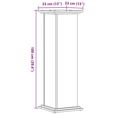 vidaXL Stojany na rastliny staré drevo 33x33x100 cm kompozitné drevo