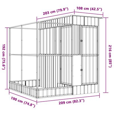 vidaXL Voliéra s nadstavcom strieborná 209x203x216 cm oceľ