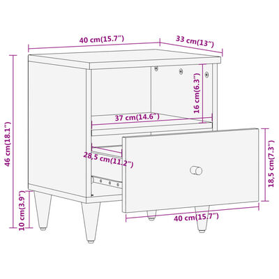 vidaXL Nočné stolíky 2 ks 40x33x46 cm masívne mangovníkové drevo