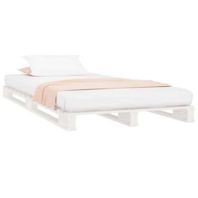vidaXL Paletová posteľ, biela 90x190 cm, borovica, jednolôžko