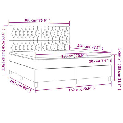 vidaXL Posteľný rám boxspring s matracom tmavosivý 180x200 cm zamat