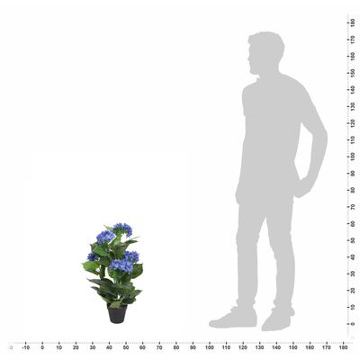 vidaXL Umelá rastlina, hortenzia s kvetináčom 60 cm, modrá