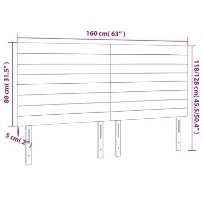 vidaXL Čelo postele s LED tmavosivé 160x5x118/128 cm látka