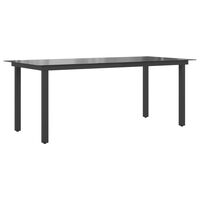 vidaXL Záhradný stôl, čierny 190x90x74 cm, hliník a sklo