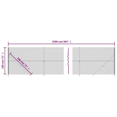 vidaXL Drôtený plot s prírubou strieborný 1,8x25 m