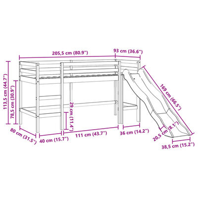 vidaXL Detská vyvýšená posteľ bez matraca 80x200 cm borovica