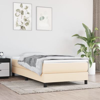 vidaXL Boxspring posteľ s matracom krémová 100x200 cm látka