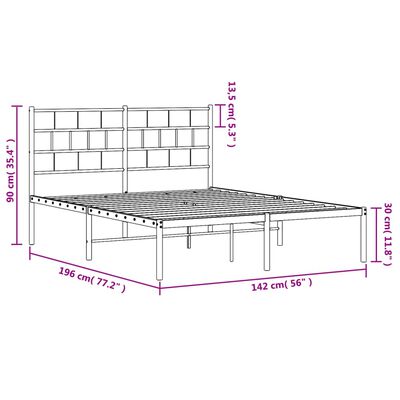 vidaXL Kovový rám postele s čelom biely 135x190 cm