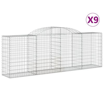 vidaXL Oblúkové gabiónové koše 9ks 300x50x100/120cm pozinkované železo