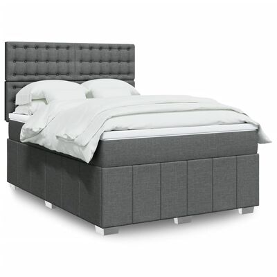 vidaXL Boxspring posteľ s matracom tmavosivá 140x200 cm látka