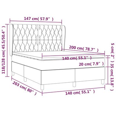 vidaXL Posteľný rám boxspring s matracom sivohned 140x200 cm látka