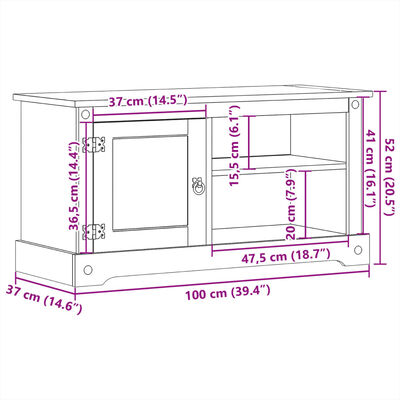 vidaXL TV skrinka Corona 100x37x52 cm, borovicový masív