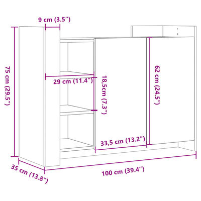 vidaXL Komoda dub sonoma 100x35x75 cm kompozitné drevo