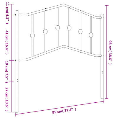 vidaXL Kovové čelo postele čierne 90 cm