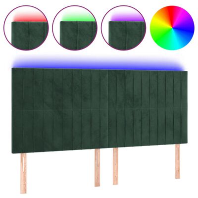 vidaXL Čelo postele s LED tmavozelené 180x5x118/128 cm zamat