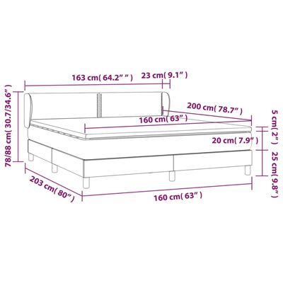 vidaXL Posteľný rám boxspring s matracom krémový 160x200 cm látka