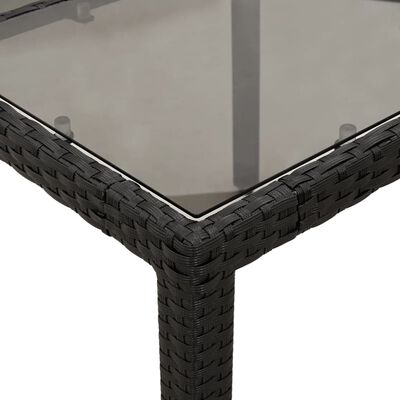 vidaXL Záhradný stôl so sklenenou doskou čierny 190x90x75 cm polyratan