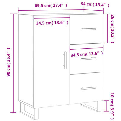 vidaXL Komoda lesklá biela 69,5x34x90 cm spracované drevo