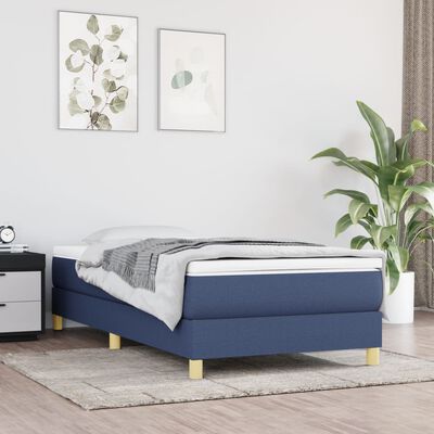 vidaXL Posteľný rám boxspring s matracom modrý 90x200 cm látka