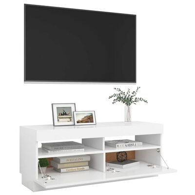 vidaXL TV skrinka s LED svetlami biela 100x35x40 cm