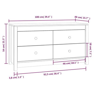 vidaXL Bočná skrinka medovo-hnedá 100x40x54 cm masívna borovica