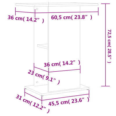 vidaXL Stojan na akvárium betónový 60,5x36x72,5 cm kompozitné drevo