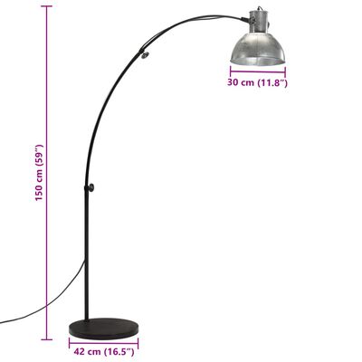 vidaXL Podlahová lampa 25 W starožitná strieborná 150 cm E27