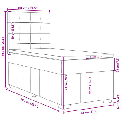 vidaXL Posteľný rám boxspring s matracom čierny 80x200 cm látka