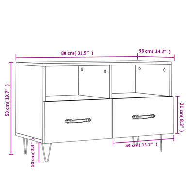 vidaXL TV skrinka hnedý dub 80x36x50 cm spracované drevo