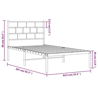 vidaXL Kovový rám postele s čelom biely 80x200 cm