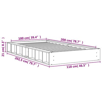 vidaXL Posteľ bez matraca voskovo hnedá 100x200 cm masívna borovica