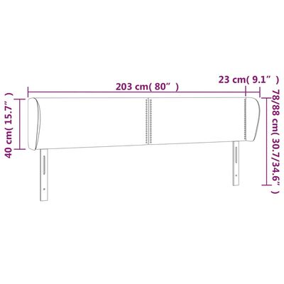 vidaXL Čelo postele so záhybmi krémový 203x23x78/88 cm látka