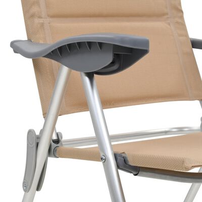 vidaXL Kempingové stoličky 2 ks krémové 58x69x111 cm hliníkové