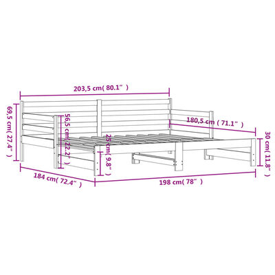 vidaXL Vysúvacia denná posteľ čierna 90x200 cm masívna borovica