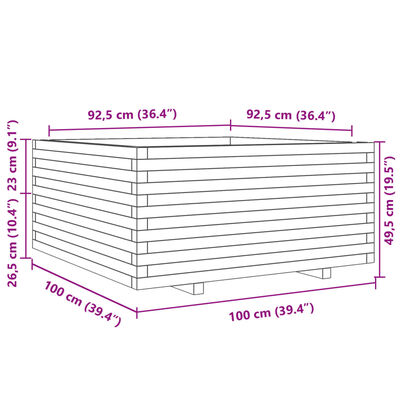 vidaXL Záhradný kvetináč 100x100x49,5 cm impregnovaná borovica