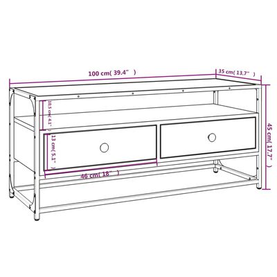 vidaXL TV skrinka hnedý dub 100x35x45 cm kompozitné drevo