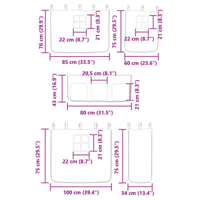 vidaXL Poschodová posteľ závesy bielo-čierna 90x190cm masívna borovica