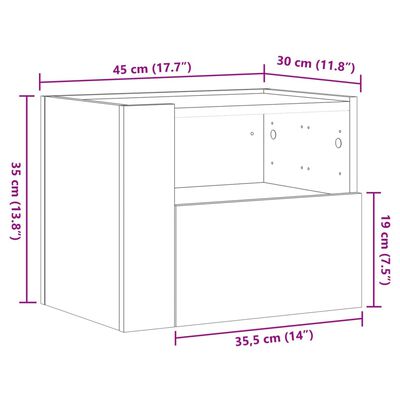 vidaXL Nástenné nočné stolíky 2 ks hnedý dub 45x30x35 cm