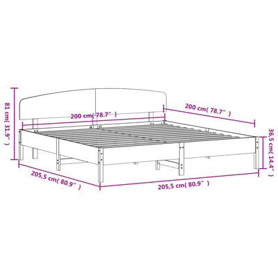 vidaXL Posteľ bez matraca 200x200 cm masívna borovica