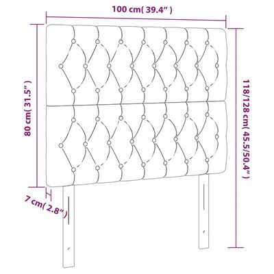 vidaXL Čelá postele 2 ks tmavomodrá 100x7x78/88 cm zamat