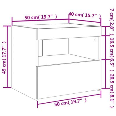 vidaXL Nočné stolíky s LED svetlami 2 ks biele 50x40x45 cm