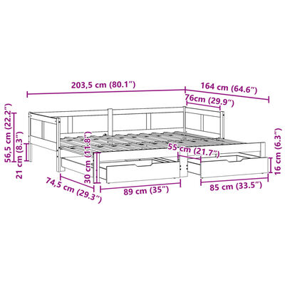 vidaXL Rozkladacia denná posteľ s matracmi bez matraca 80x200 cm