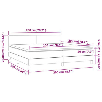 vidaXL Posteľ boxsping s matracom a LED tmavohnedá 200x200 cm látka