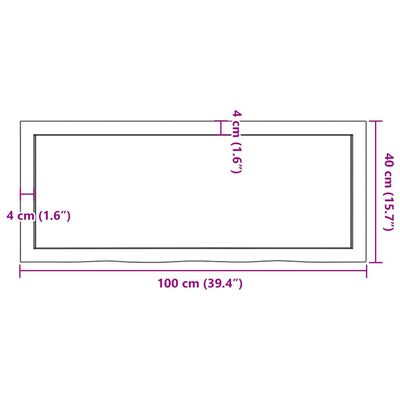 vidaXL Nástenná polica tmavohnedá 100x40x(2-6)cm ošetrený dubový masív