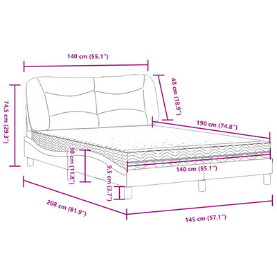 vidaXL Posteľ s matracom čierno-biela 140x190 cm umelá koža