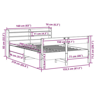 vidaXL Posteľ bez matraca biely 150x200 cm masívna borovica