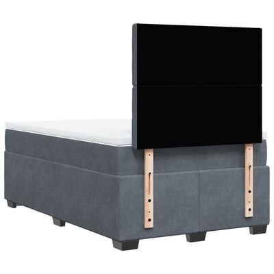 vidaXL Posteľný rám boxspring s matracom tmavosivý 90x190 cm zamat