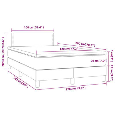 vidaXL Posteľný rám boxsping s matracom a LED ružový 120x200 cm zamat