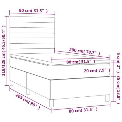 vidaXL Posteľný rám boxsping s matracom bledosivý 80x200 cm látka